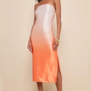 Lulu's Strapless White and Orange Dress